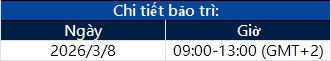 Thông báo nâng cấp máy chủ
